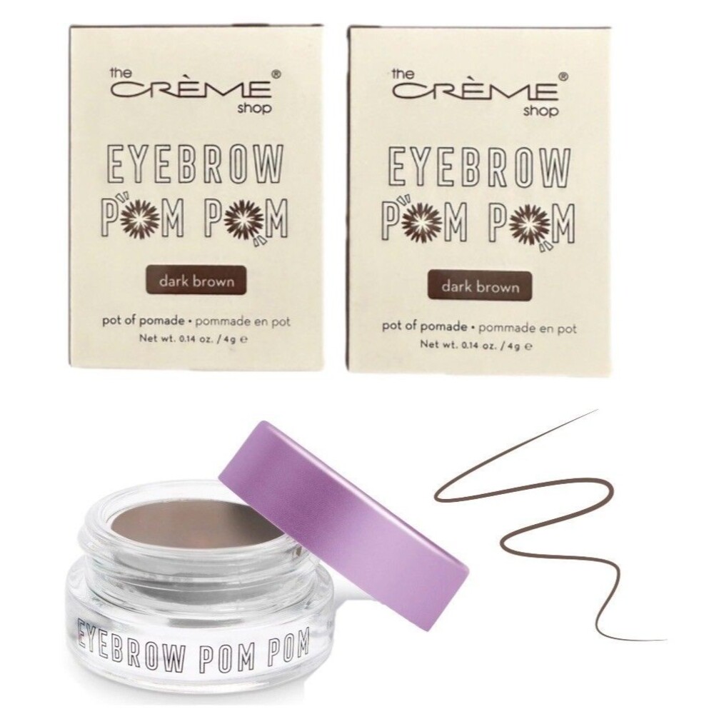 Lot of 2 The Créme Shop Eyebrow Pom Pom Pot Of Pomade, Dark Brown